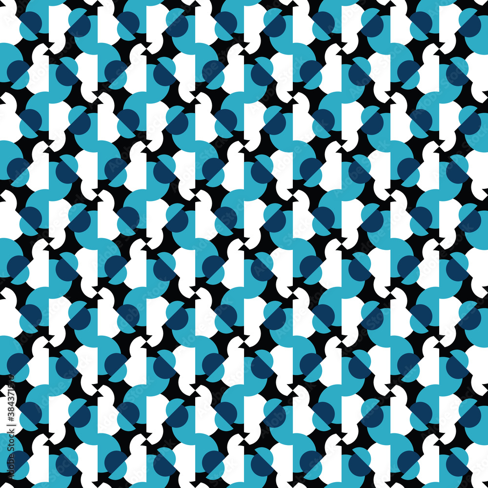 Vector seamless pattern texture background with geometric shapes, colored in blue, black, white colors. Vector seamless pattern texture background with geometric shapes, colored in blue, black, white colors.