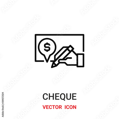 Cheque vector icon. Modern, simple flat vector illustration for website or mobile app.Cheque symbol, logo illustration. Pixel perfect vector graphics 