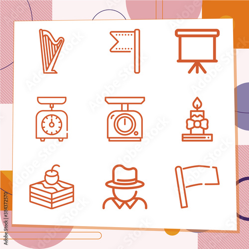 Simple set of 9 icons related to standard