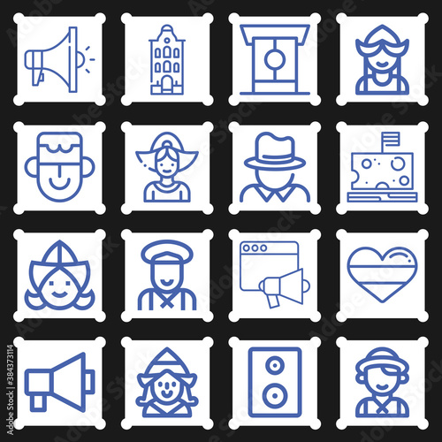 16 pack of netherlands  lineal web icons set