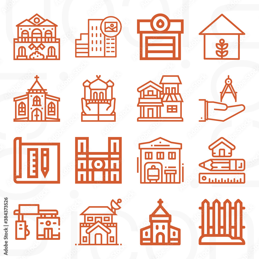 16 pack of urban planning  lineal web icons set