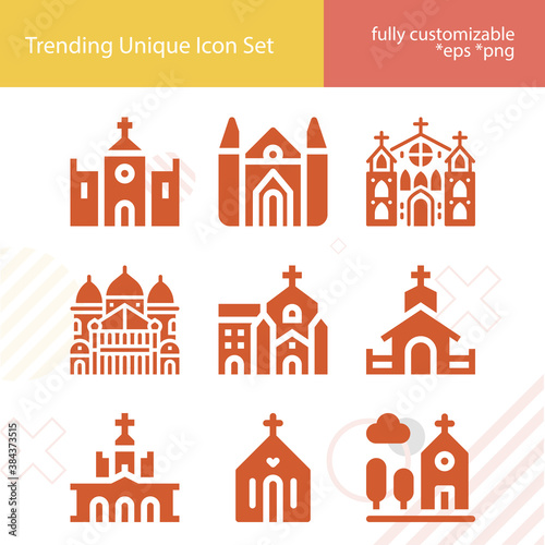 Simple set of divine service related filled icons.