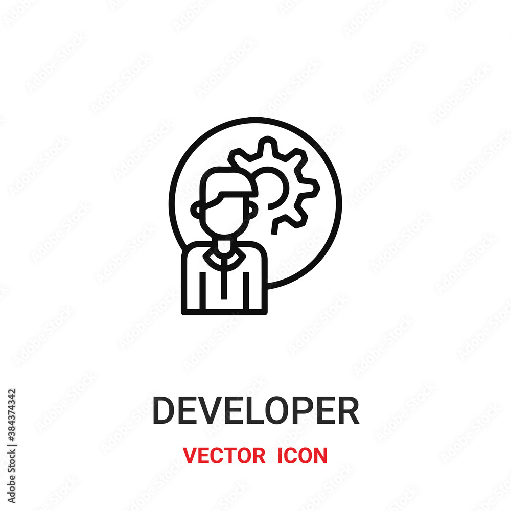 developer icon vector symbol. programmer symbol icon vector for your design. Modern outline icon for your website and mobile app design.