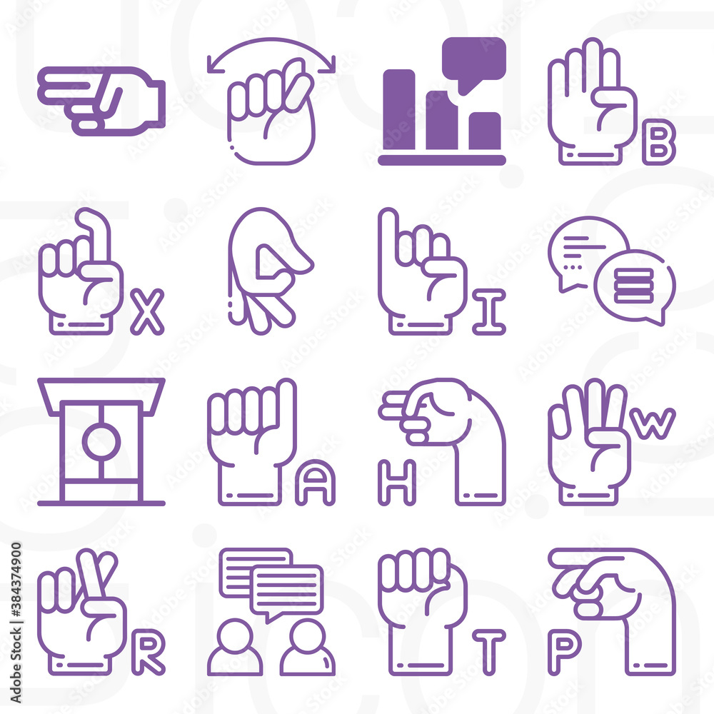 16 pack of oral communication lineal web icons set 16 pack of oral communication lineal web icons set