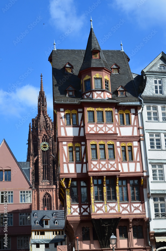 Obraz premium Historical Romer Square in the city of Frankfurt Main, Germany