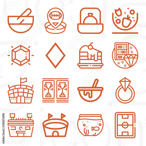 16 pack of athletic field  lineal web icons set