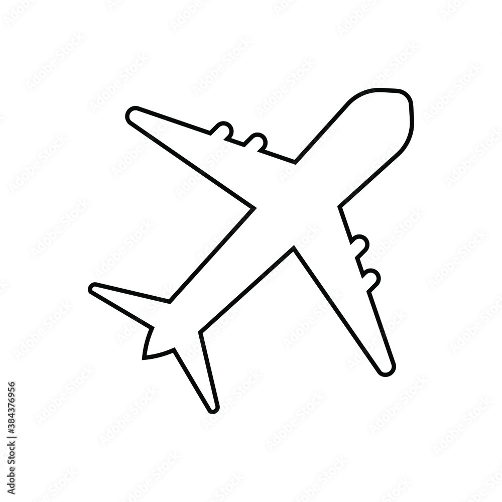 Airplane icon vector template. Symbol of airplane sign color editable on white background