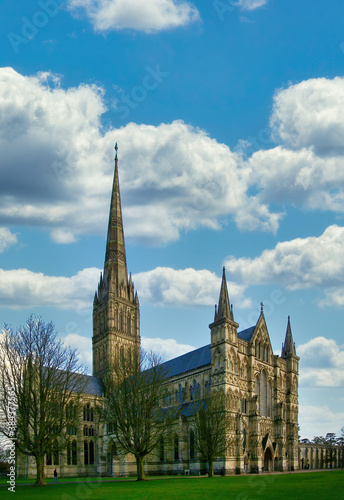 Salisbury Cathedral with the wonky spire: Salisbury, Wiltshire, UK