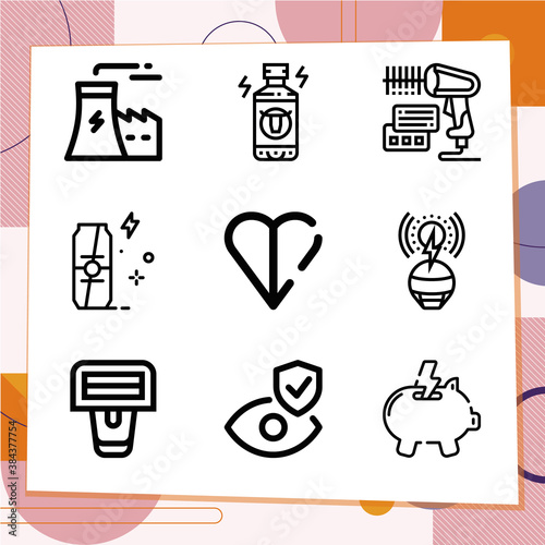 Simple set of 9 icons related to vigor