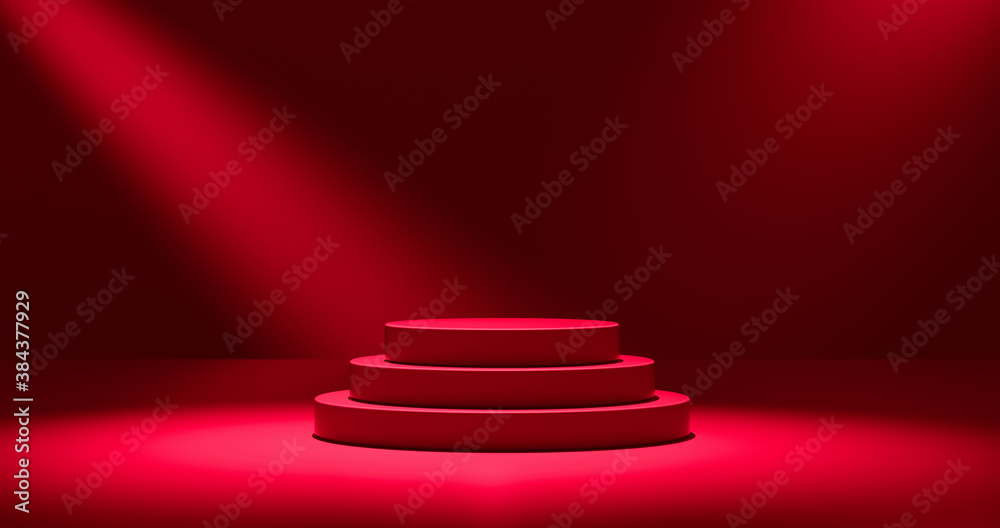 Fototapeta premium Minimal red podium for product display.