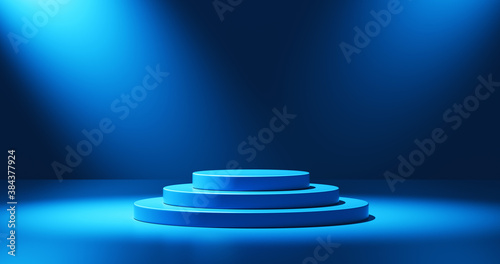 Fotografia Minimal blue podium for product display.