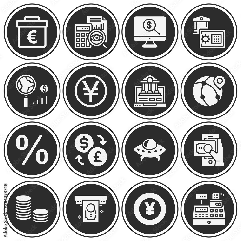 16 pack of monetary  filled web icons set