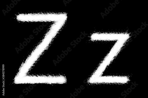 Cloud Z alphabet shape on black background