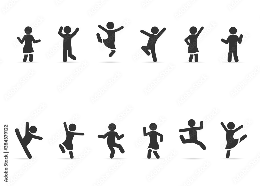 Vector set of dancing people. Vector set of dancing people.