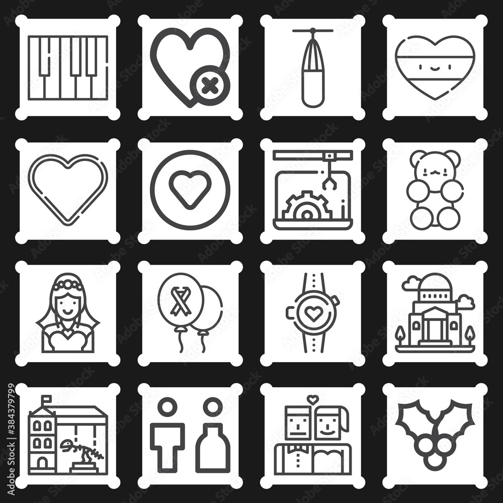 16 pack of wedding lineal web icons set 16 pack of wedding lineal web icons set