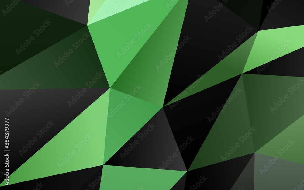 Obraz premium Dark Green vector blurry triangle pattern.