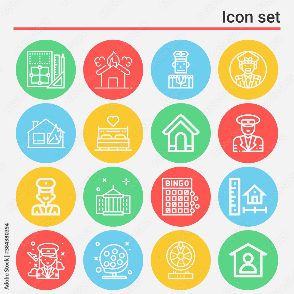16 pack of cabin  lineal web icons set