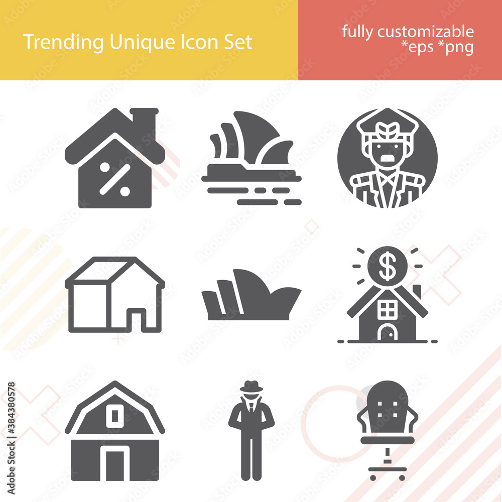 Simple set of cabin related filled icons. Simple set of cabin related filled icons.