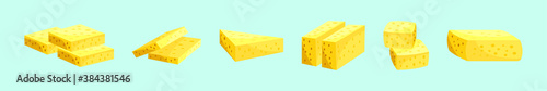 set of tofu cartoon icon design template in various models. vector illustration isolated on blue background