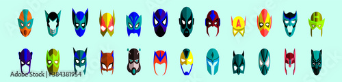 set of superhero mask cartoon icon design template with various models. vector illustration isolated on blue background