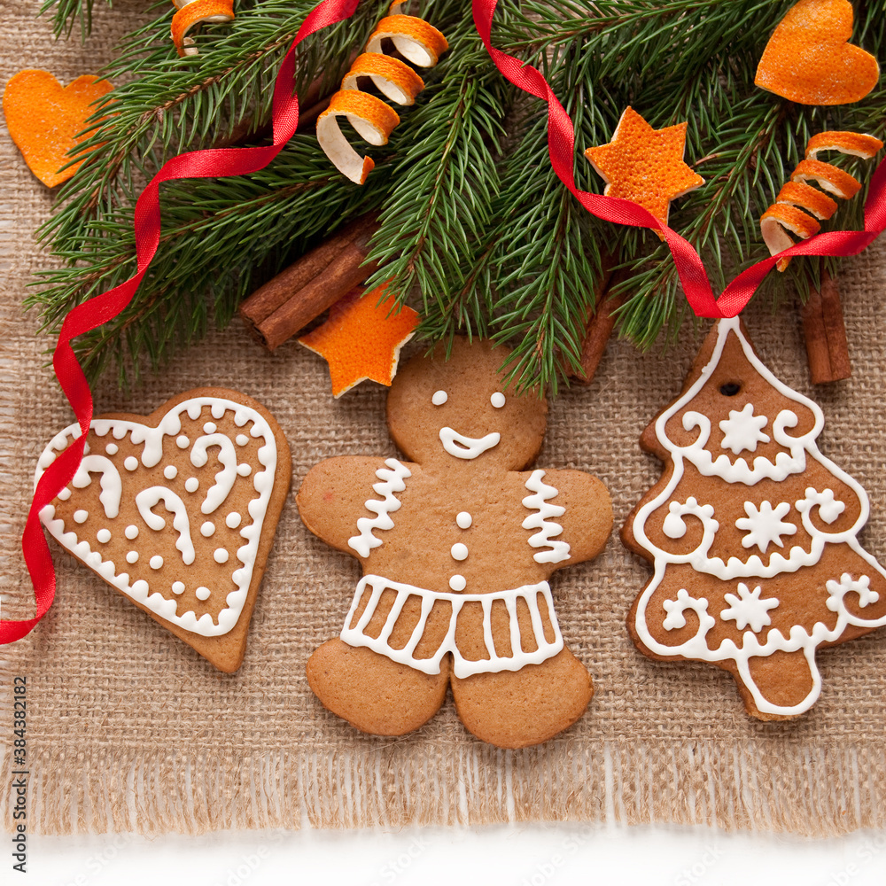 Christmas decoration with gingerbread cookies Christmas decoration with gingerbread cookies