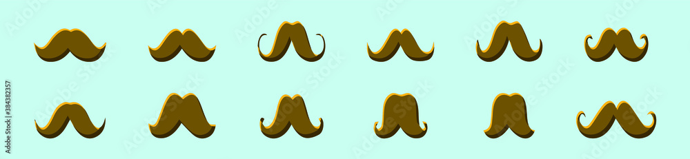 set of mustache cartoon icon design template with various models. vector illustration isolated on blue background set of mustache cartoon icon design template with various models. vector illustration isolated on blue background