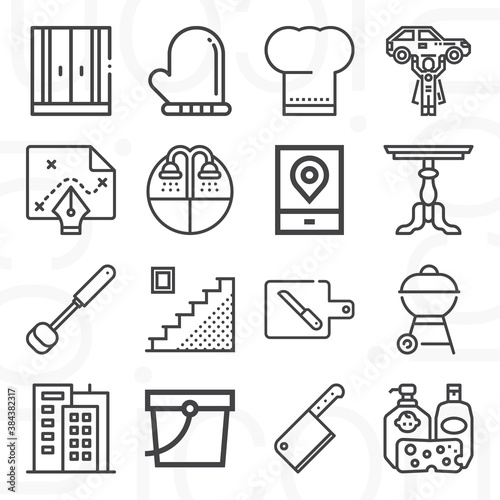 16 pack of window  lineal web icons set