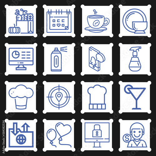 16 pack of cloud  lineal web icons set