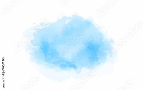Blue color hand drawn watercolor liquid stain. Abstract aqua smudges scribble drop element for design, wallpaper or card. Vector illustration,