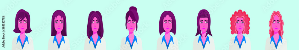 set of female doctor cartoon icon design template with various models. vector illustration isolated on blue background set of female doctor cartoon icon design template with various models. vector illustration isolated on blue background