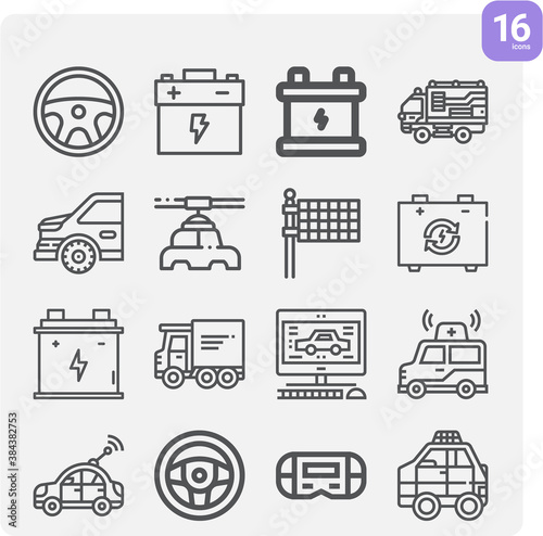 Simple set of cable railway related lineal icons.