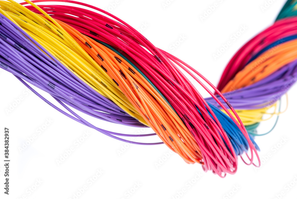 Colorful cable isolated on white background