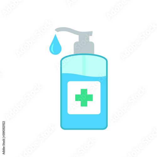 Hand sanitizer pump bottle, washing gel, alcohol gel, illustration, Vector, isolated on white background