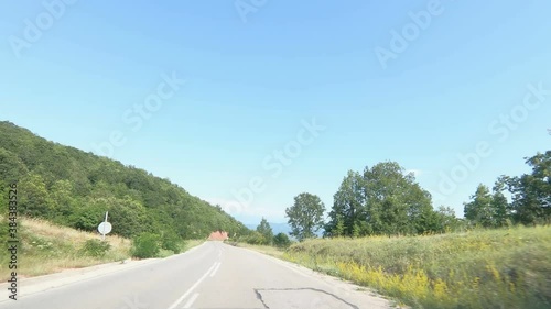 Timelapse of sport drive on open road POV, drivelapse personal perspective view photo