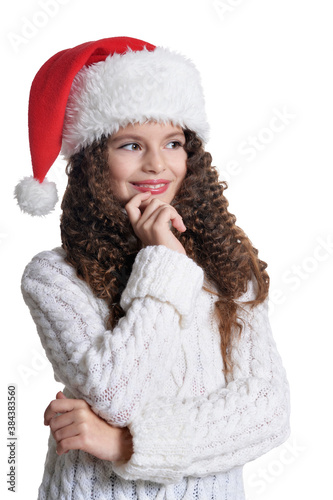 Portrait of smiling little girl in Santa hat © aletia2011