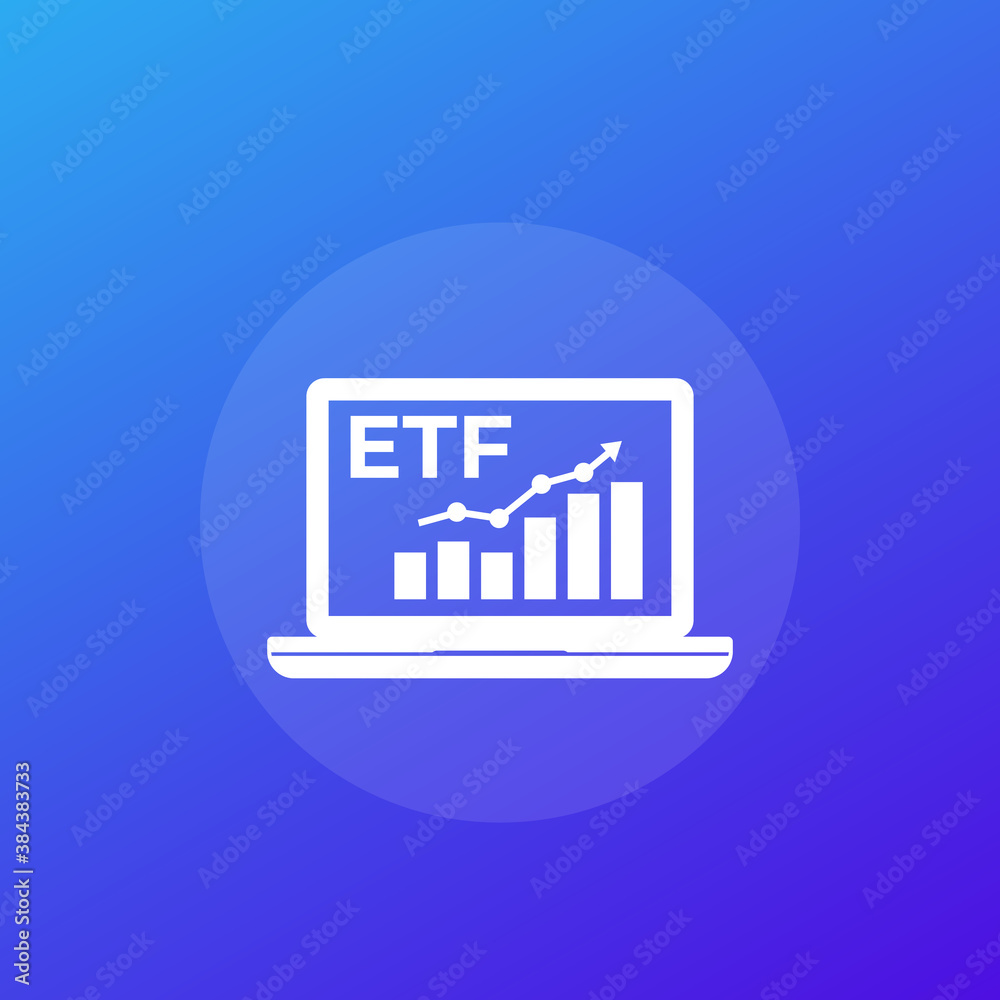 ETF icon with graph, exchange traded fund vector