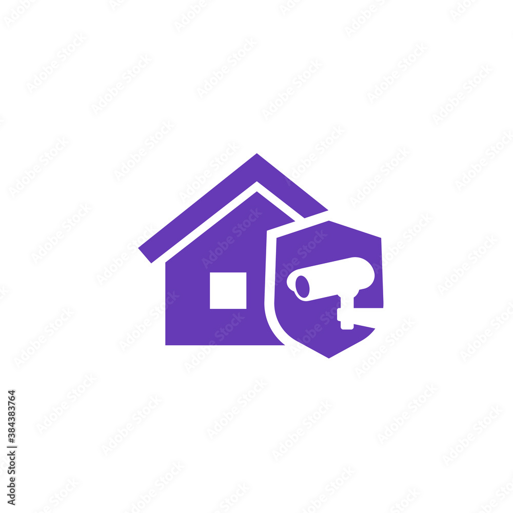 home under video surveillance icon on white home under video surveillance icon on white