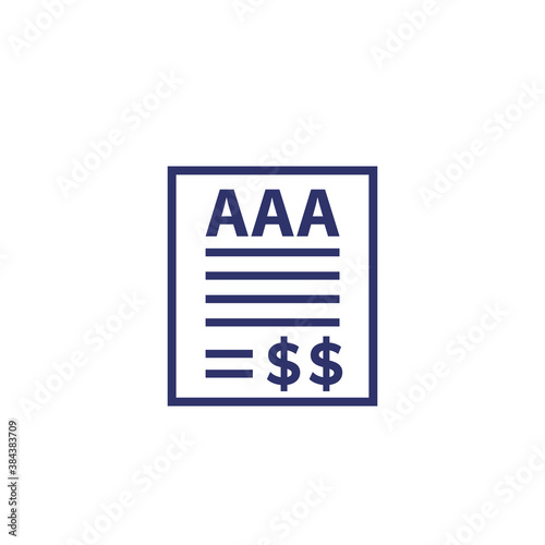 credit rating icon on white, finance vector
