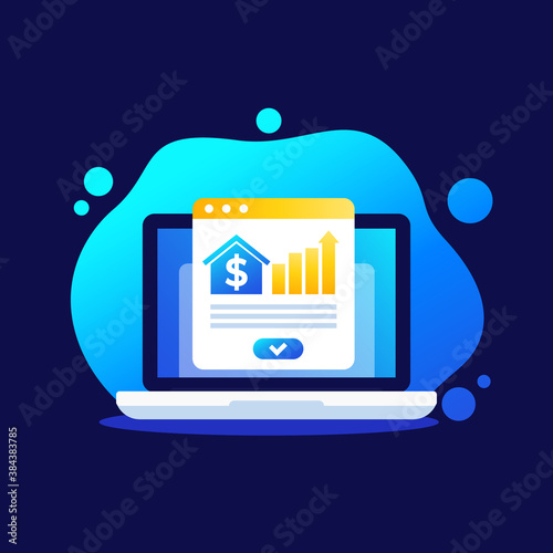 house prices, value growth, real estate analytics vector icon