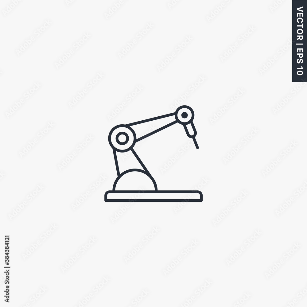 Welding robotic arm, linear style sign for mobile concept and web design Welding robotic arm, linear style sign for mobile concept and web design