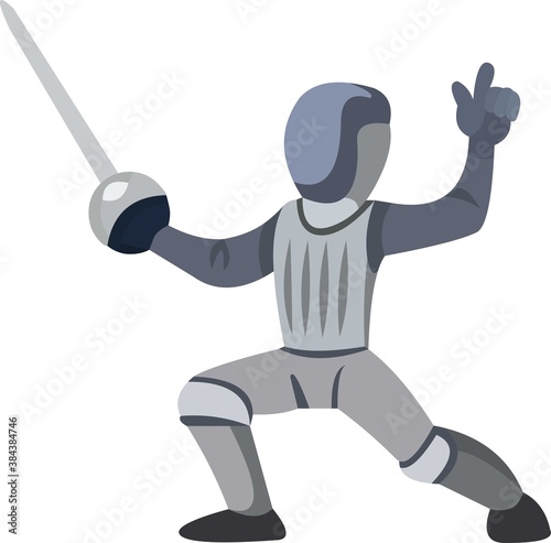 Vector emoticon illustration of a fencer