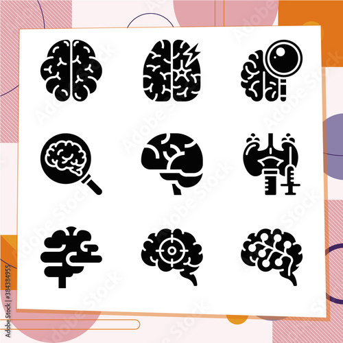 Simple set of 9 icons related to pituitary