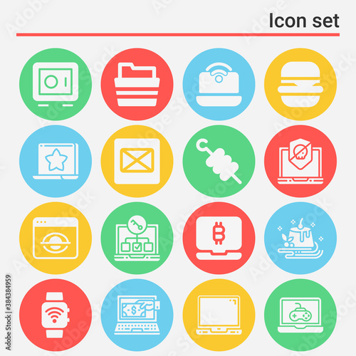 16 pack of tube filled web icons set