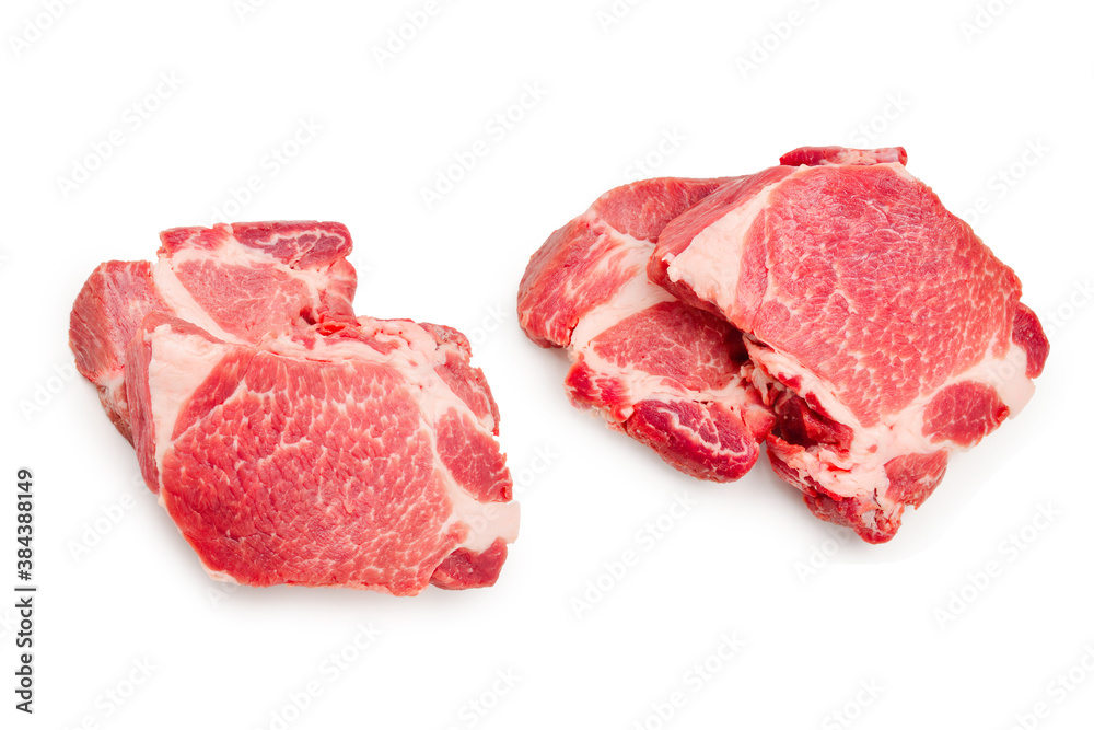 Raw pork isolated on white background.