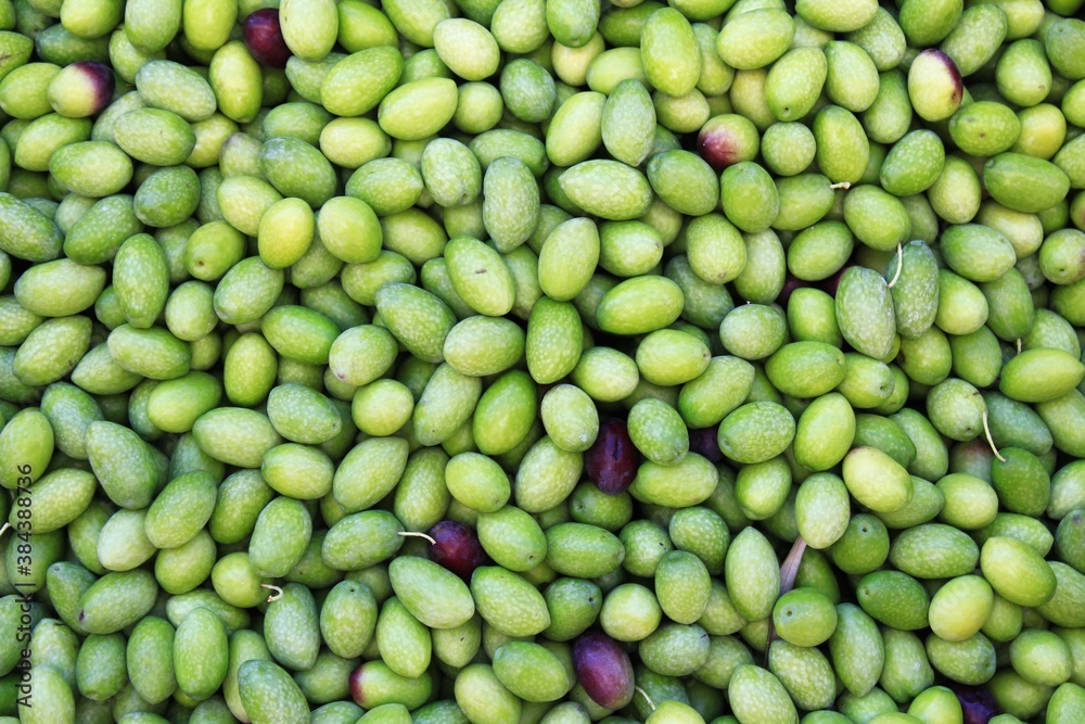 Stall with green olives at street market in Athens, Greece. Stall with green olives at street market in Athens, Greece.