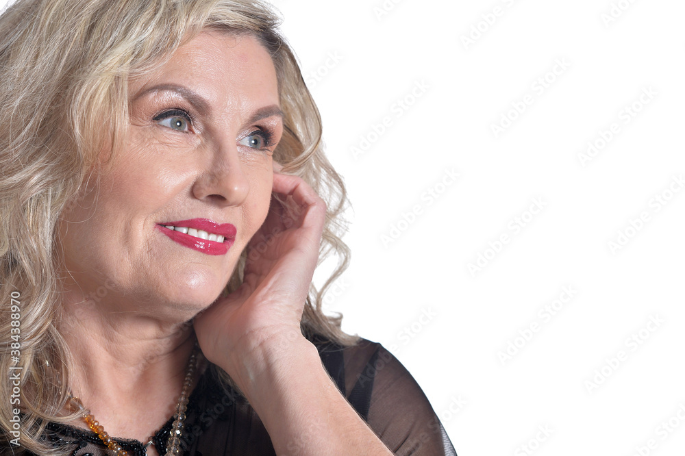 Close-up portrait of senior woman posing isolated Close-up portrait of senior woman posing isolated
