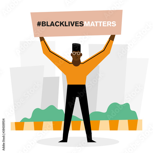Black lives matter banner and man vector design