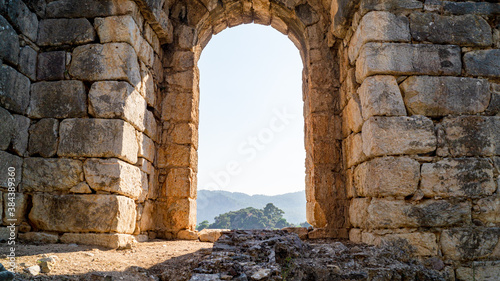 Ancient roman bath window in Kaunos  Mugla  Turkey