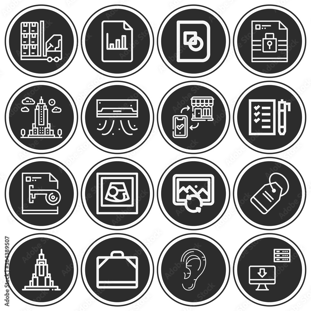 16 pack of tell  lineal web icons set