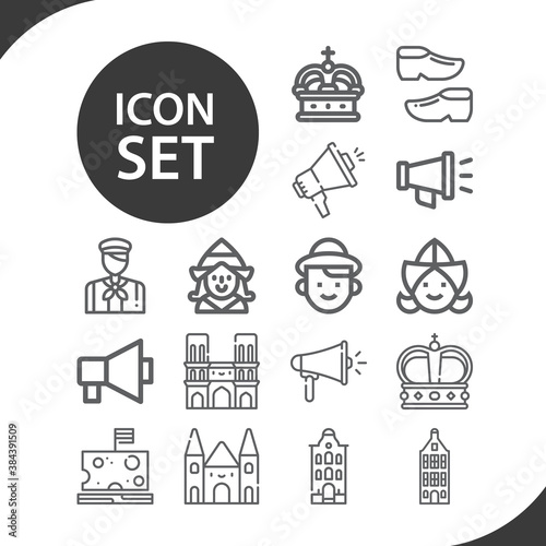Simple set of netherlands related lineal icons.